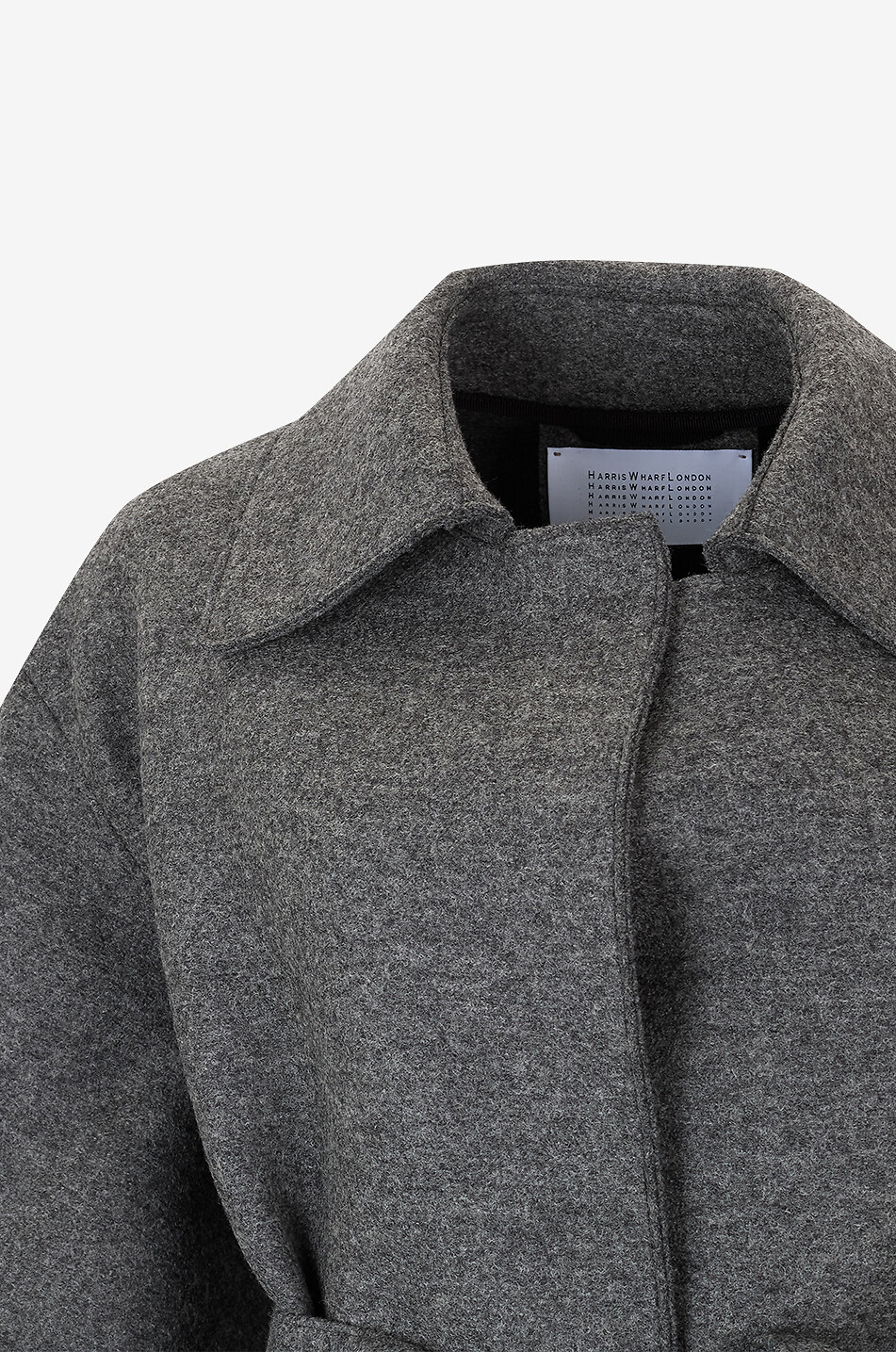 HARRIS WHARF Long virgin wool coat with puff sleeves Women MEDIUM GREY 3