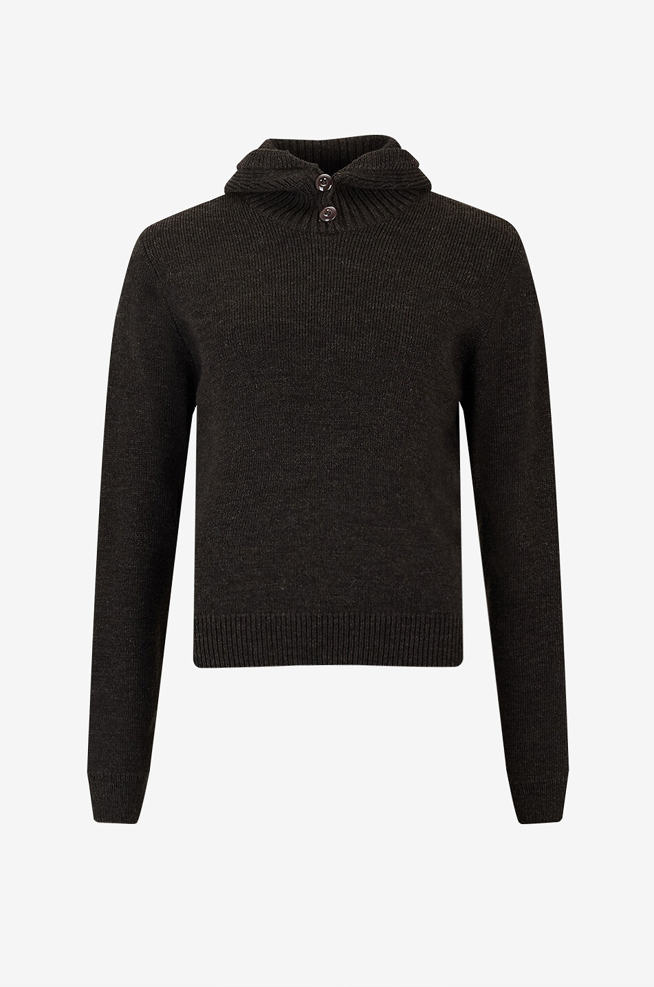 LEMAIRE Pull à capuche en laine et alpaga Femme GRIS FONCÉ 1