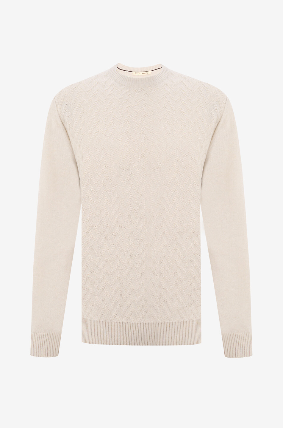 Pull à col rond en maille zigzag de laine et cachemire