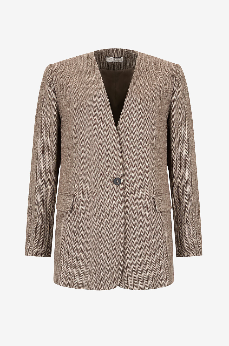 Blazer sans col en laine à chevrons Vernaccia