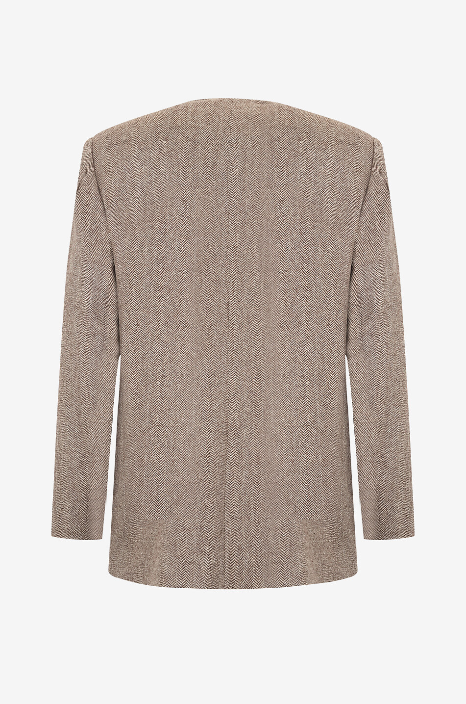 ANTONELLI FIRENZE Blazer sans col en laine à chevrons Vernaccia Femme MARRON 2