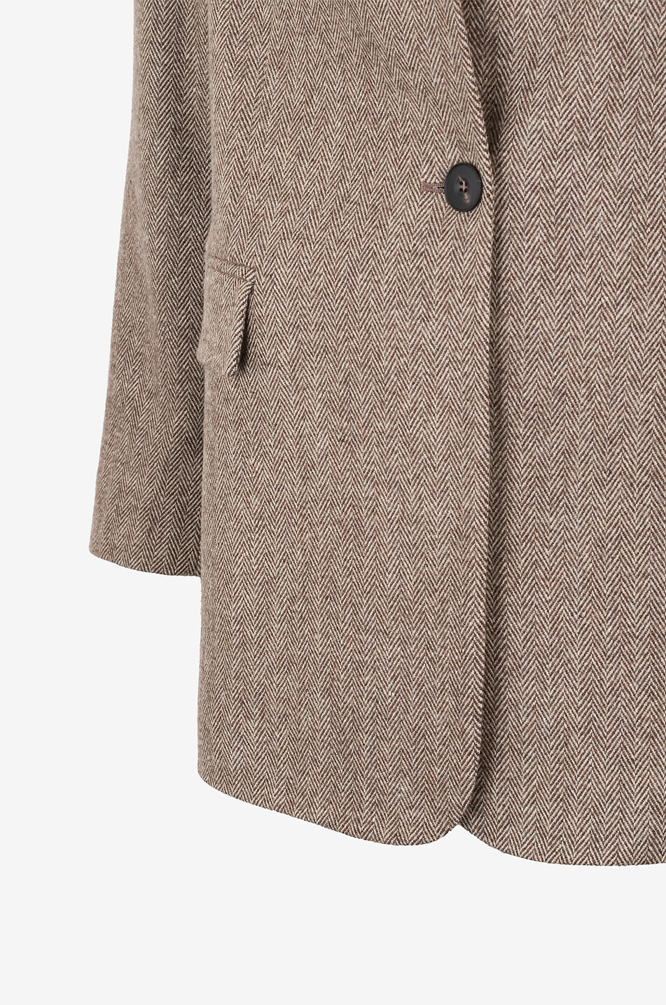 ANTONELLI FIRENZE Blazer sans col en laine à chevrons Vernaccia Femme MARRON 3