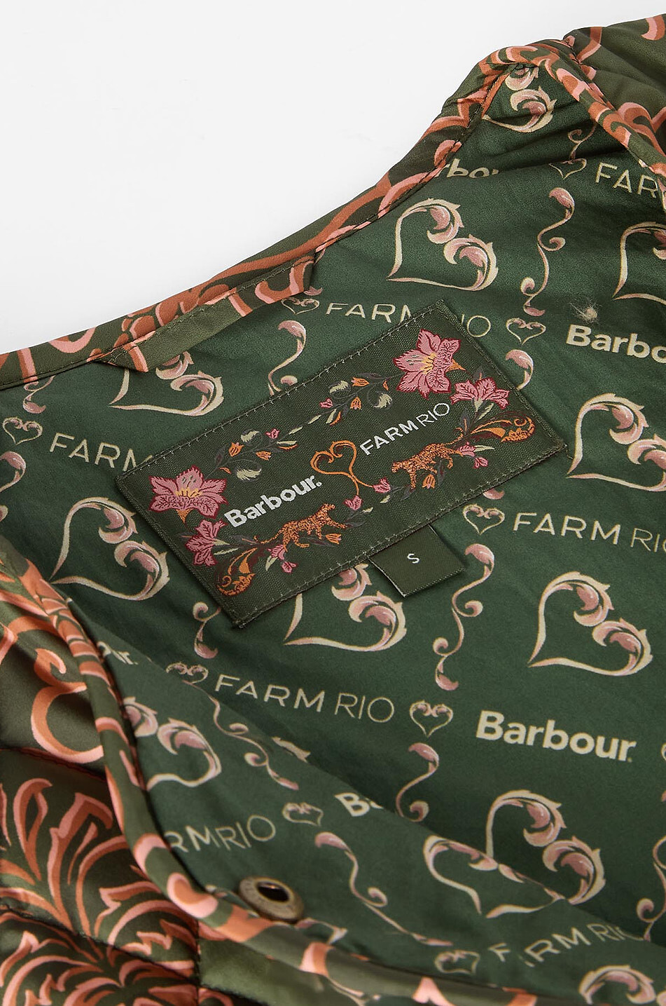 BARBOUR X FARM RIO Fernanda Liner printed quilted vest Women DARK GREEN 8