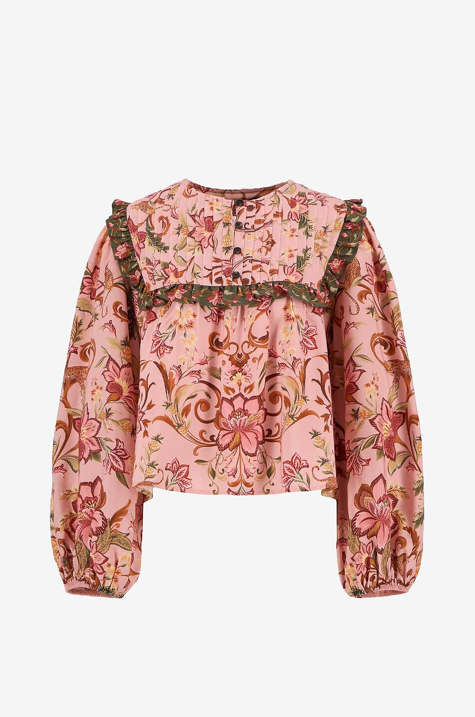 BARBOUR X FARM RIO Cami printed bib blouse Women PINK 1