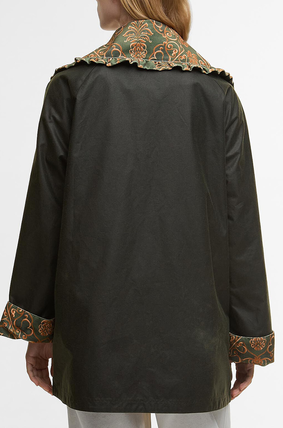 BARBOUR X FARM RIO Maria-Clara waxed jacket Women DARK GREEN 3