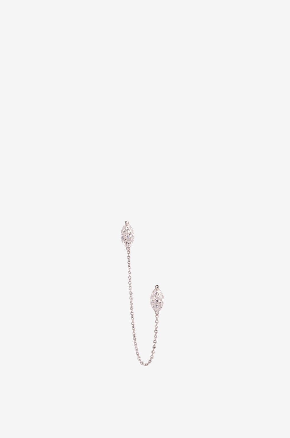 Clous d'oreilles chaîne en or blanc et diamants The Double Marquise Chain Stud