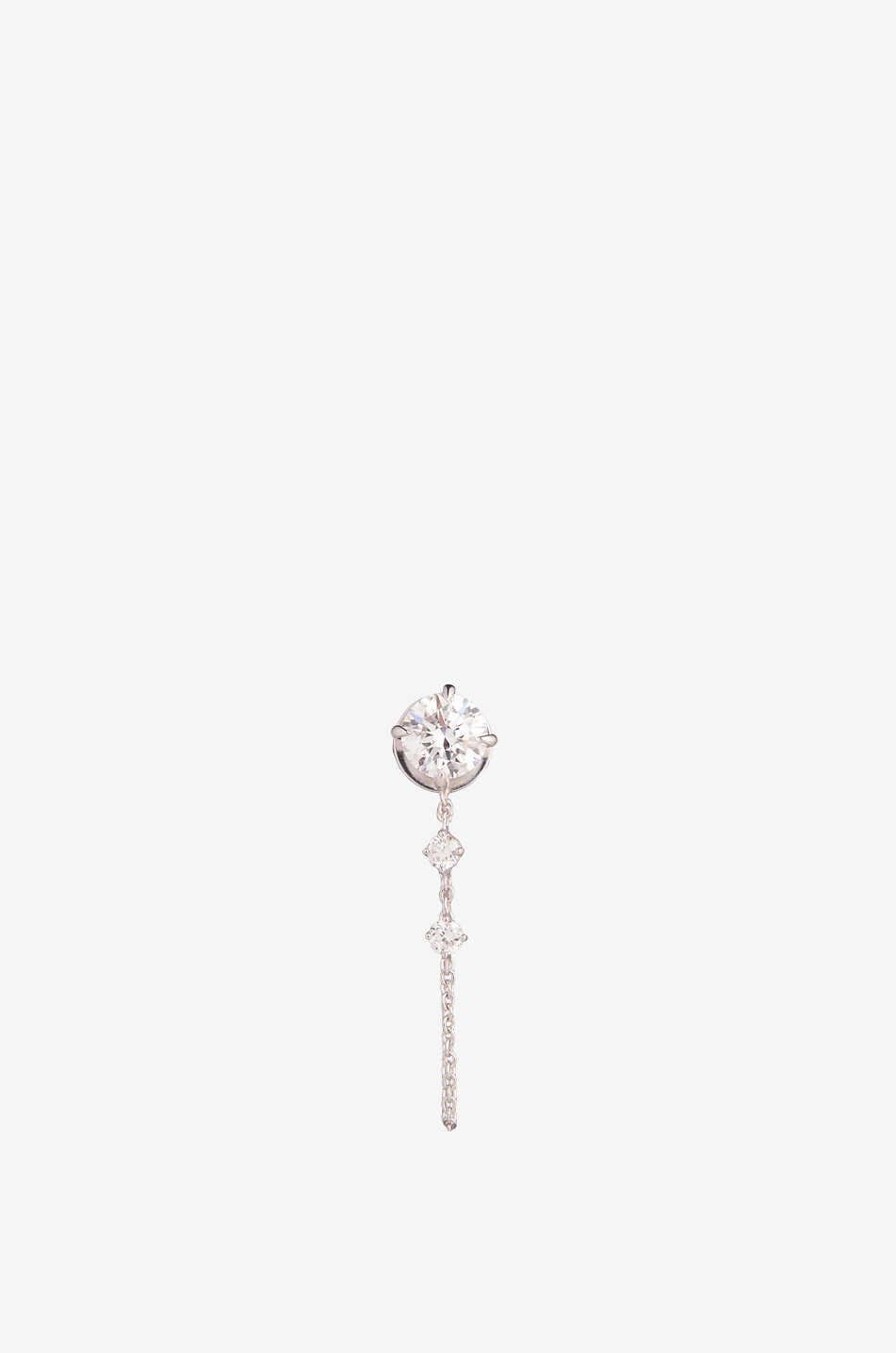 Mono clou d'oreilles en or blanc et diamant The Round Brilliant Chain Stud