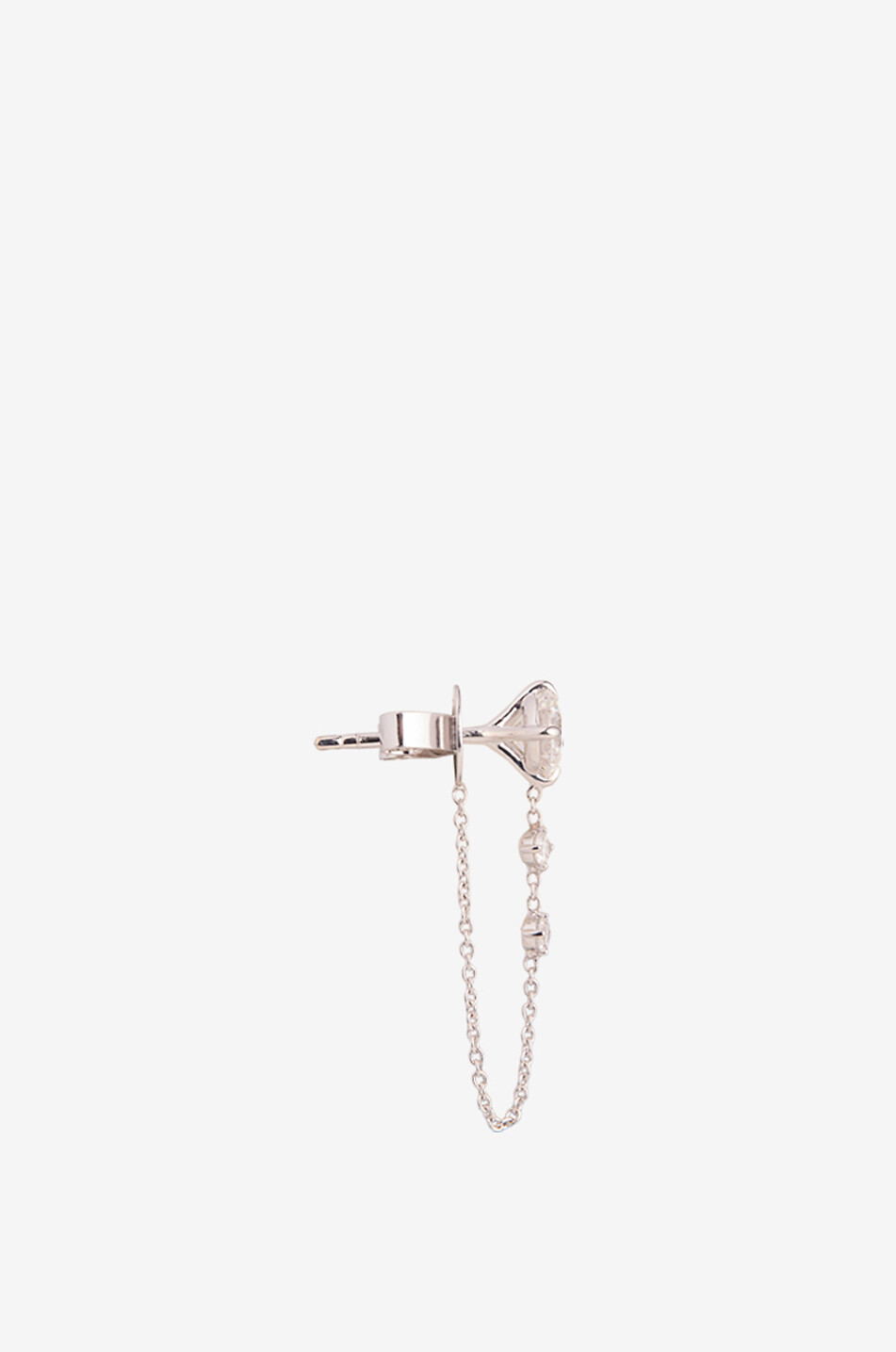 LOEV Mono clou d'oreilles en or blanc et diamant The Round Brilliant Chain Stud Femme ARGENT 2