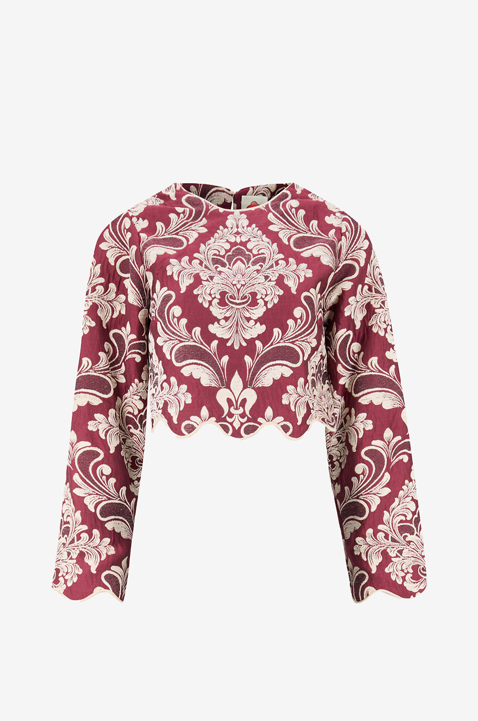 Top raccourci en jacquard fleuri Waves