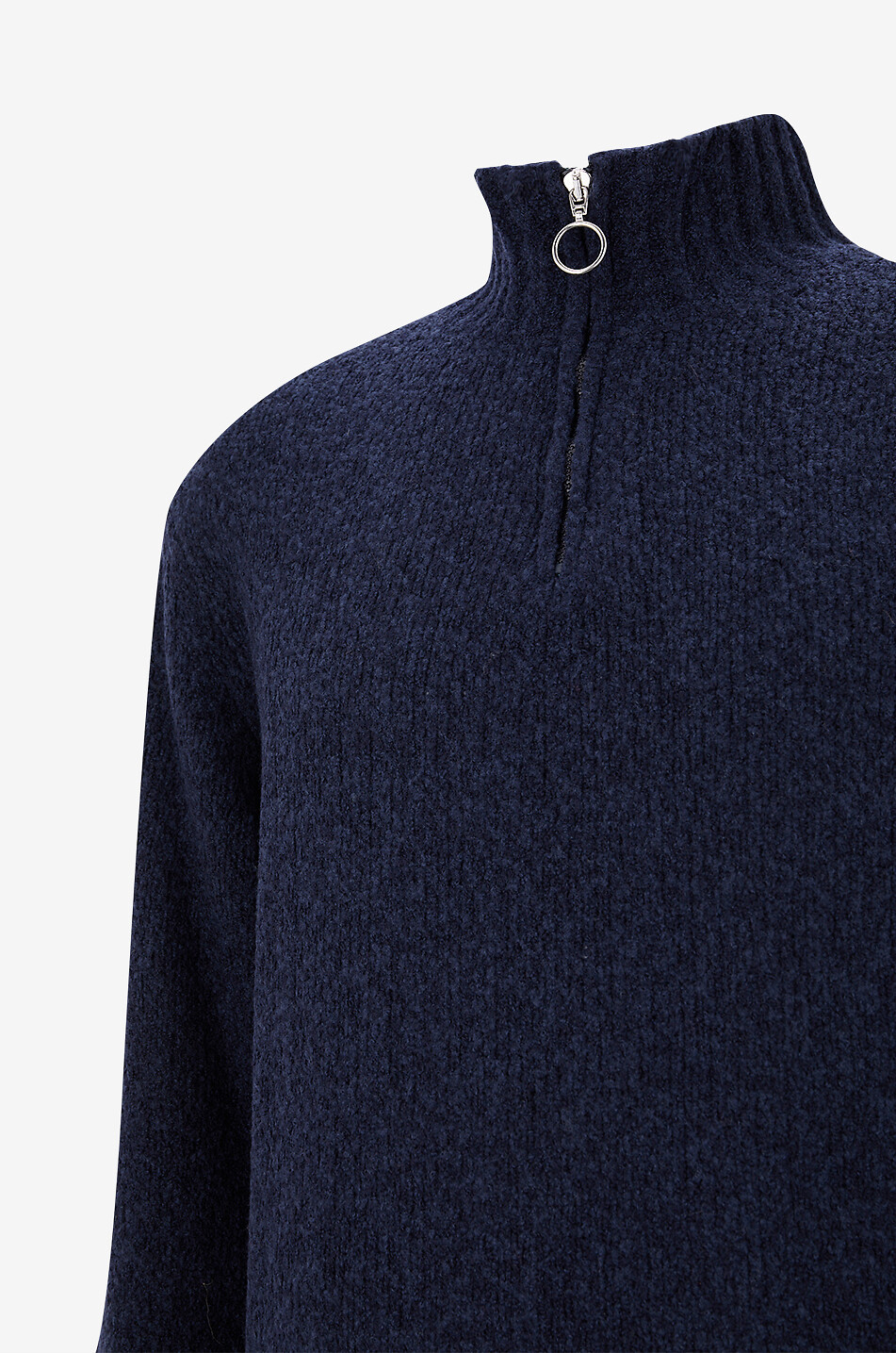 04651/ Pull à col montant zippé en maille Homme BLEU FONCE 3