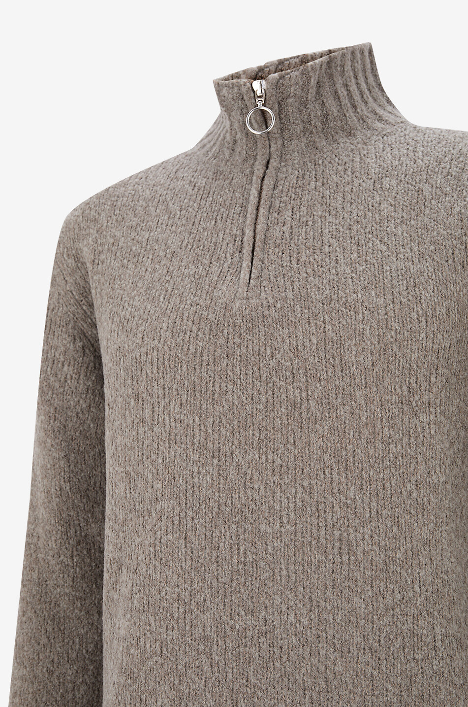 04651/ Pull à col montant zippé en maille Homme MARRON FONCÉ 3