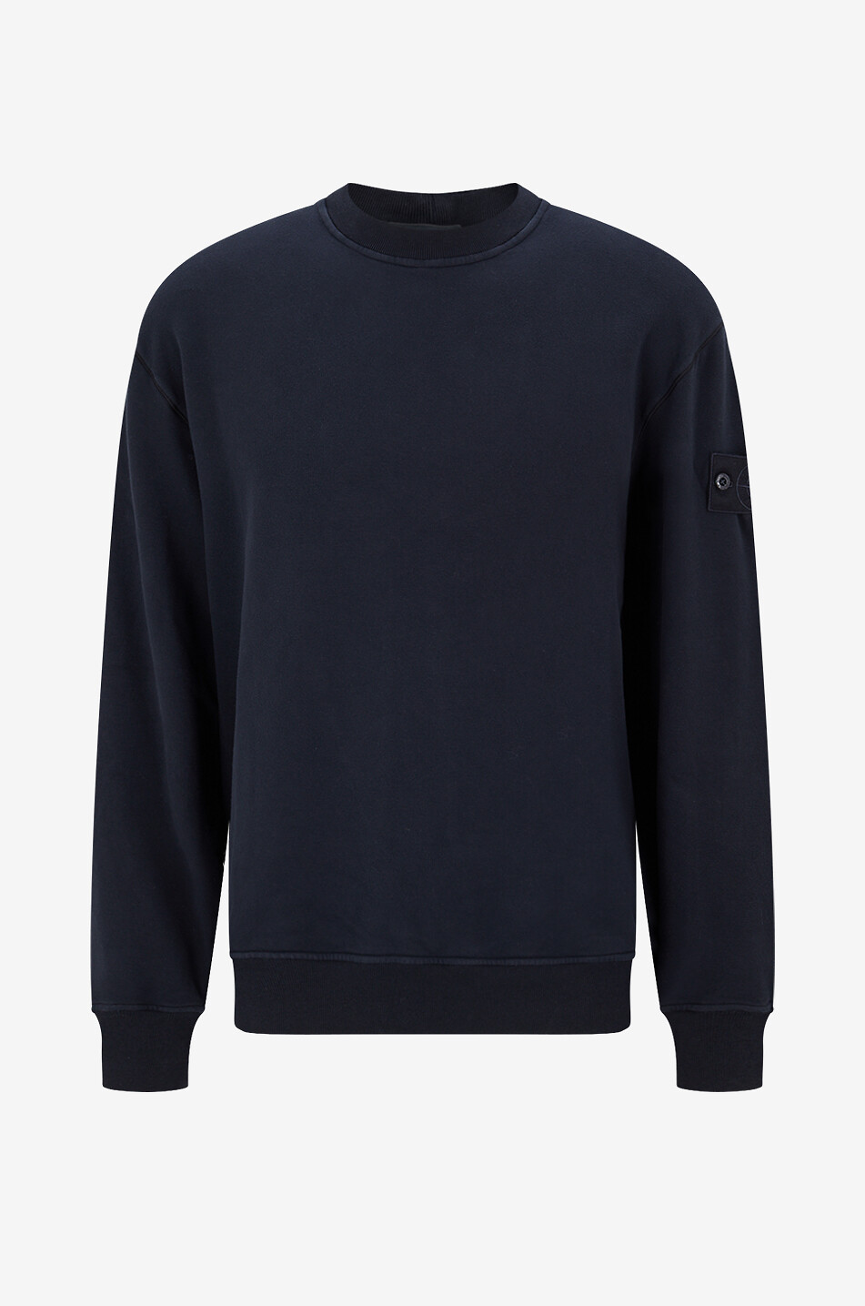 STONE ISLAND Sweat-shirt en molleton à col rond côtelé Homme BLEU FONCE 1