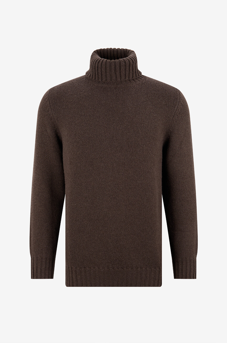 FEDELI Pull à col roulé en maille Homme MARRON FONCÉ 1