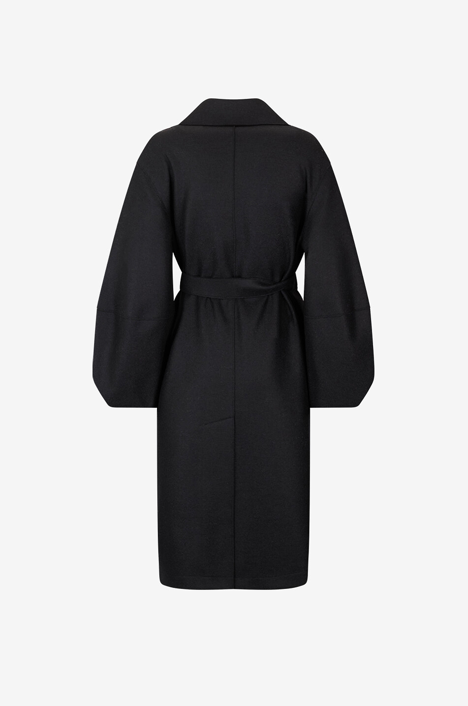 HARRIS WHARF Long virgin wool coat with puff sleeves Women BLACK 2