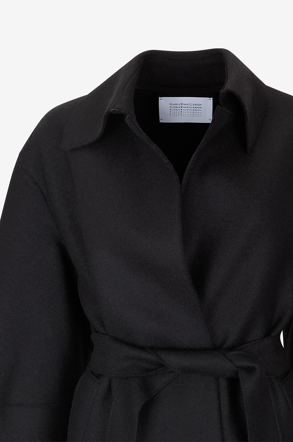 HARRIS WHARF Long virgin wool coat with puff sleeves Women BLACK 3