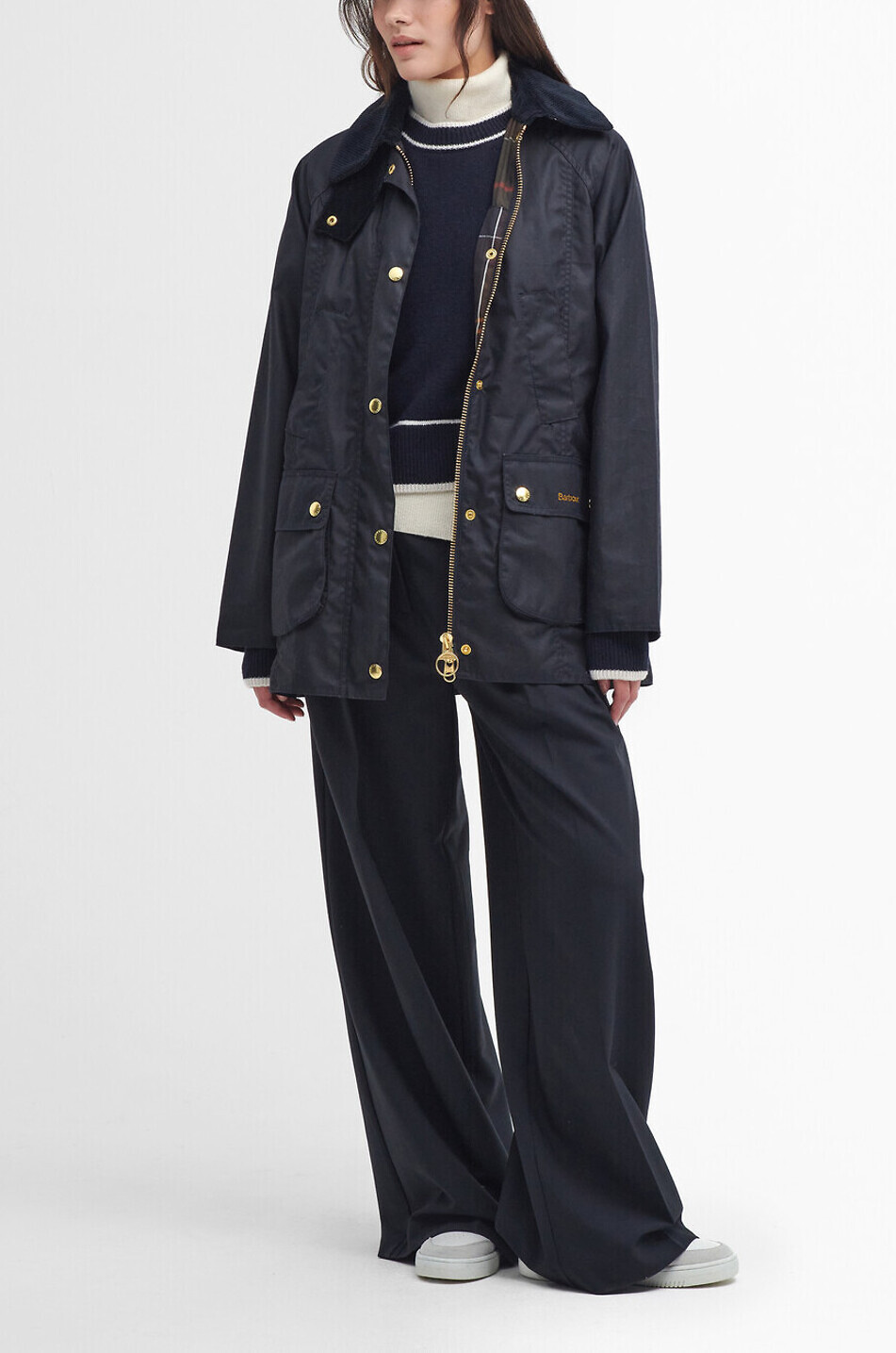 BARBOUR Parka en toile cirée à col chemise Modern Beadnell Femme BLEU FONCE 2