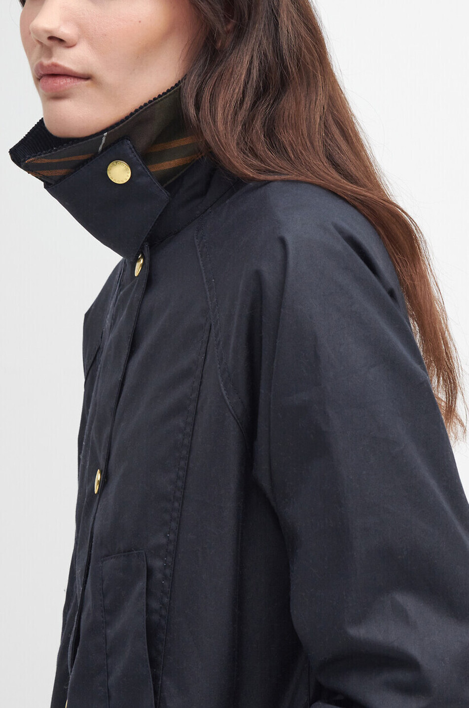BARBOUR Parka en toile cirée à col chemise Modern Beadnell Femme BLEU FONCE 5