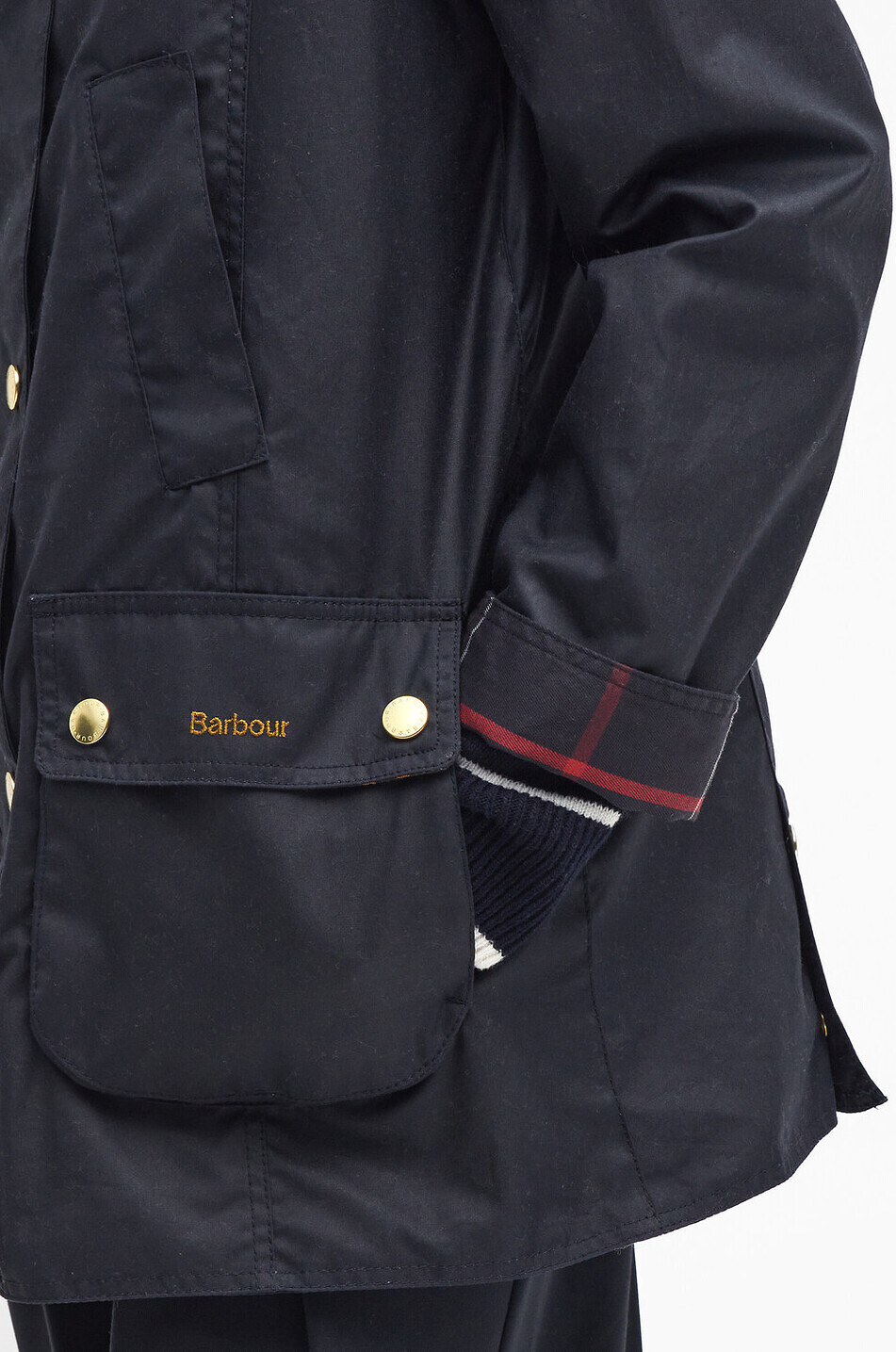 BARBOUR Parka en toile cirée à col chemise Modern Beadnell Femme BLEU FONCE 6