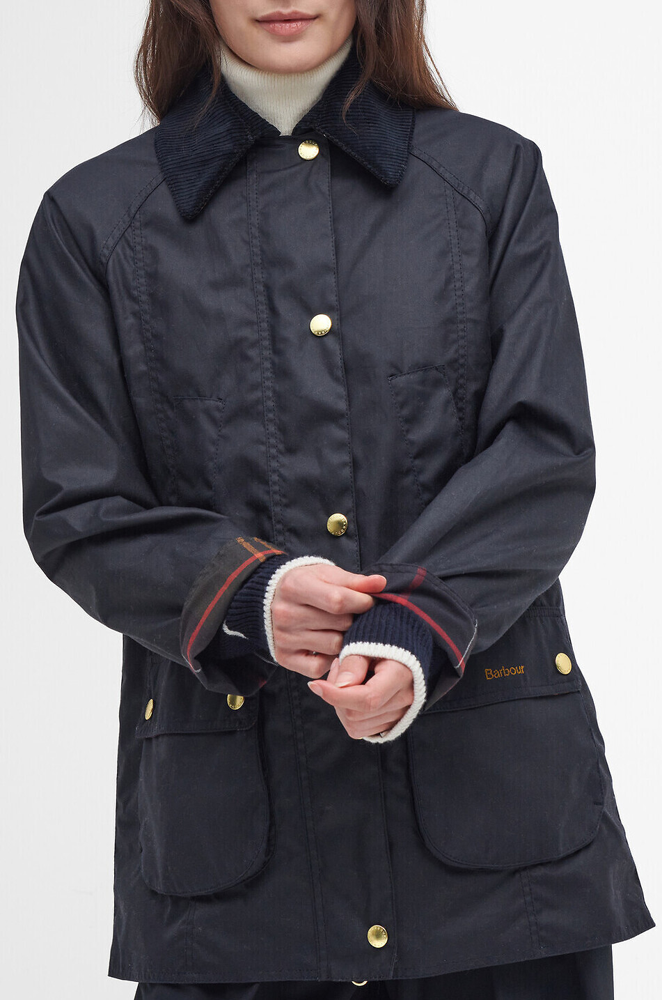 BARBOUR Parka en toile cirée à col chemise Modern Beadnell Femme BLEU FONCE 9