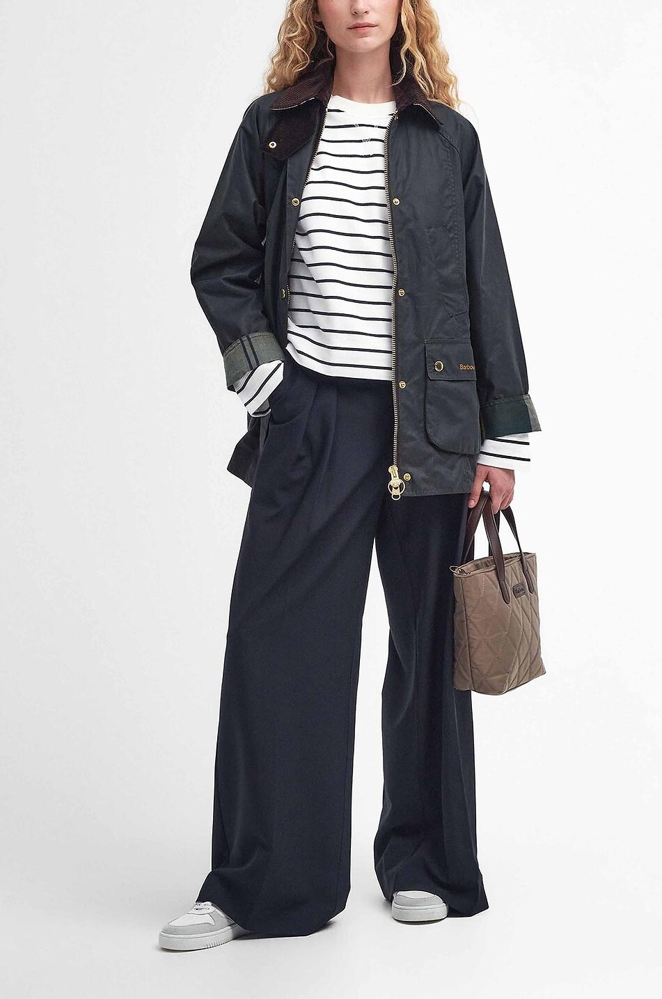 BARBOUR Parka en toile cirée à col chemise Modern Beadnell Femme VERT FONCÉ 2