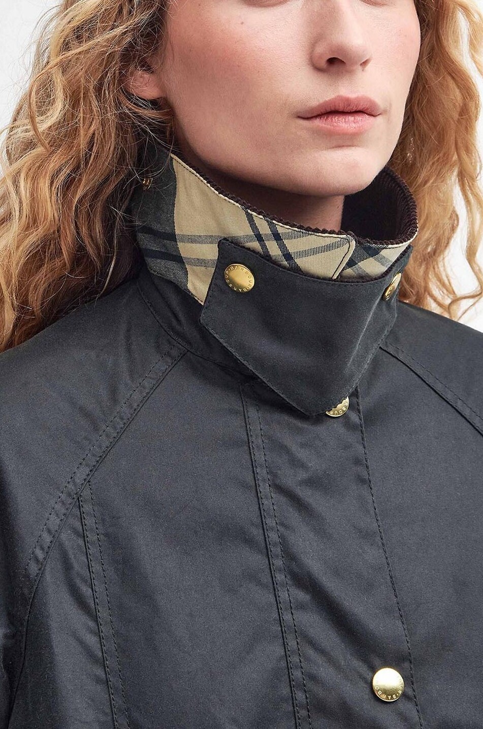 BARBOUR Parka en toile cirée à col chemise Modern Beadnell Femme VERT FONCÉ 6
