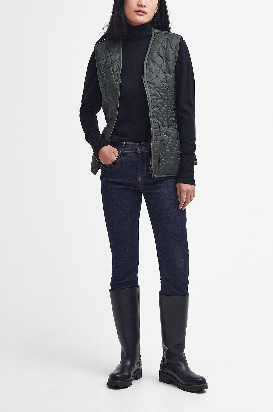 BARBOUR Gilet matelassé doublé à col V Betty Femme VERT FONCÉ 2