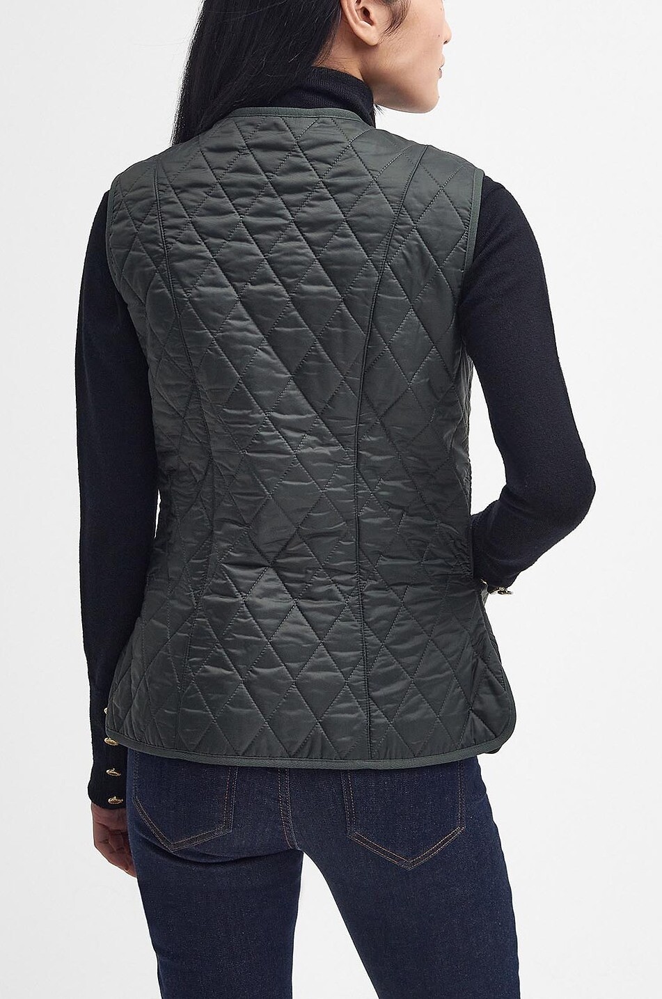 BARBOUR Gilet matelassé doublé à col V Betty Femme VERT FONCÉ 3