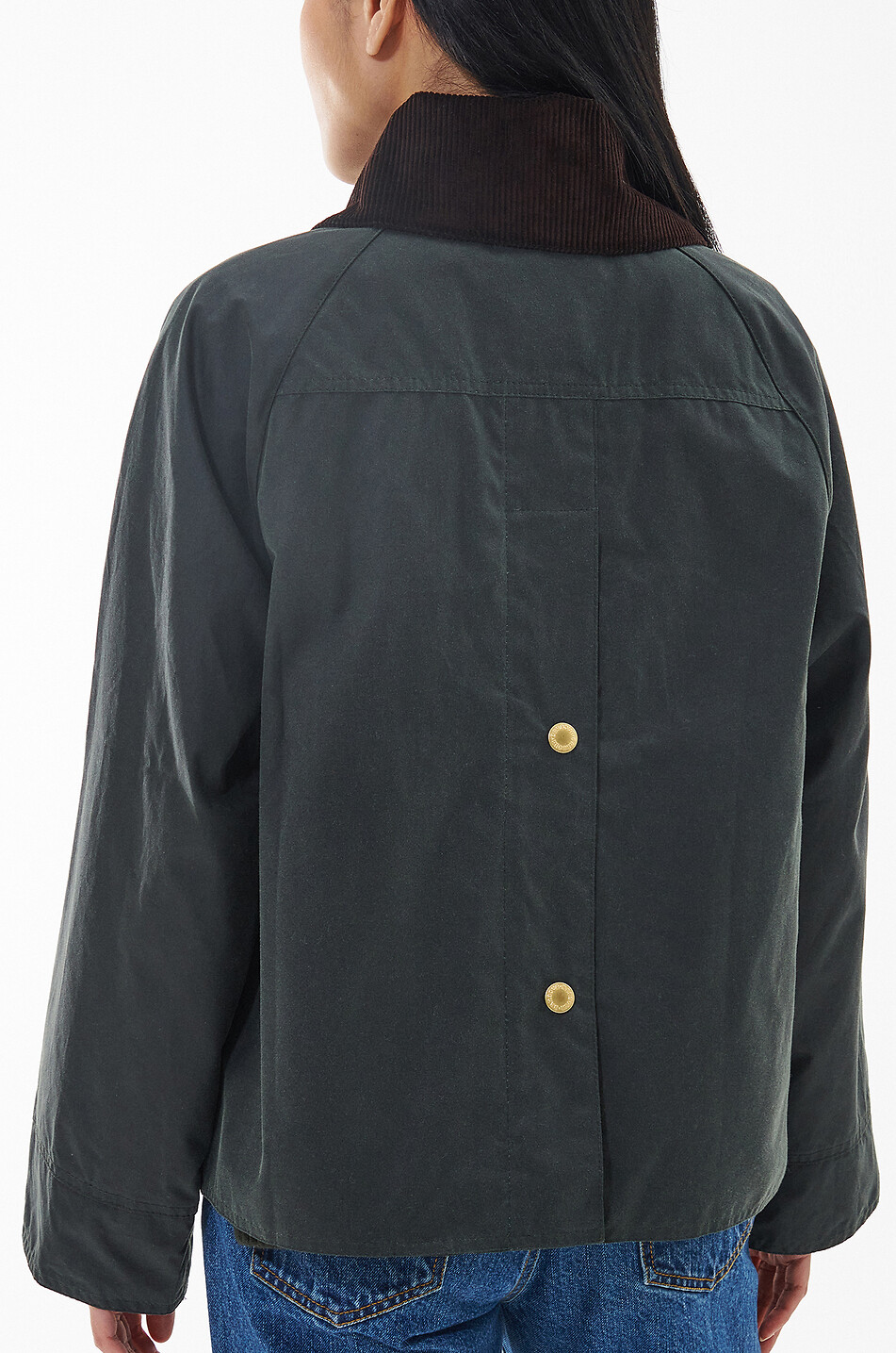 BARBOUR Catton Wax coated canvas short parka Women DARK GREEN 3