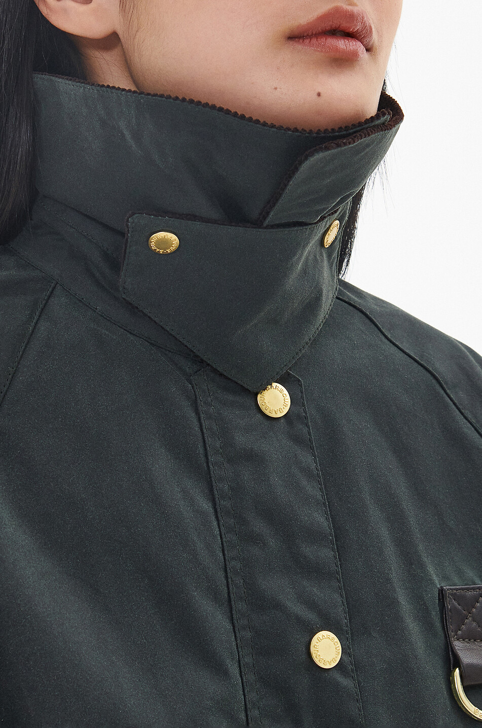 BARBOUR Catton Wax coated canvas short parka Women DARK GREEN 4