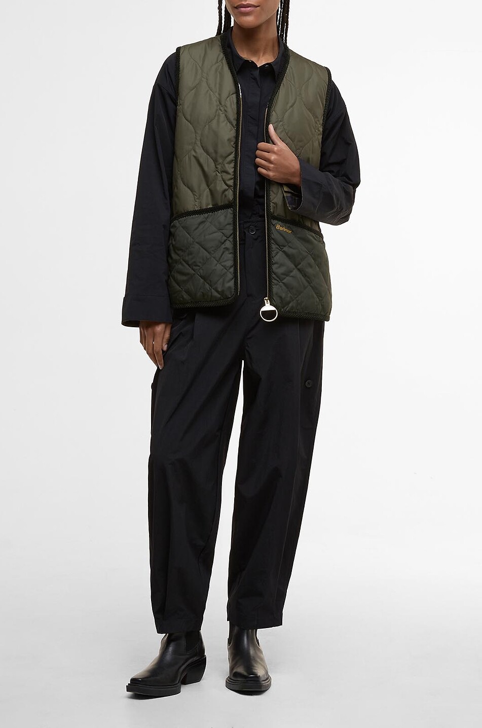 BARBOUR Gesteppte Weste aus Canvas mit V-Ausschnitt Klara Damen DUNKELGRÜN 2