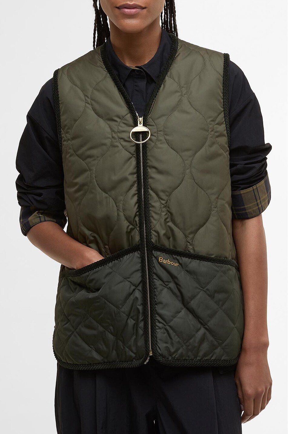 BARBOUR Gesteppte Weste aus Canvas mit V-Ausschnitt Klara Damen DUNKELGRÜN 9