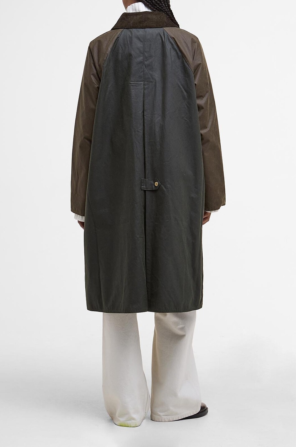 BARBOUR Parka longue en toile cirée à col chemise Evette Femme VERT FONCÉ 3