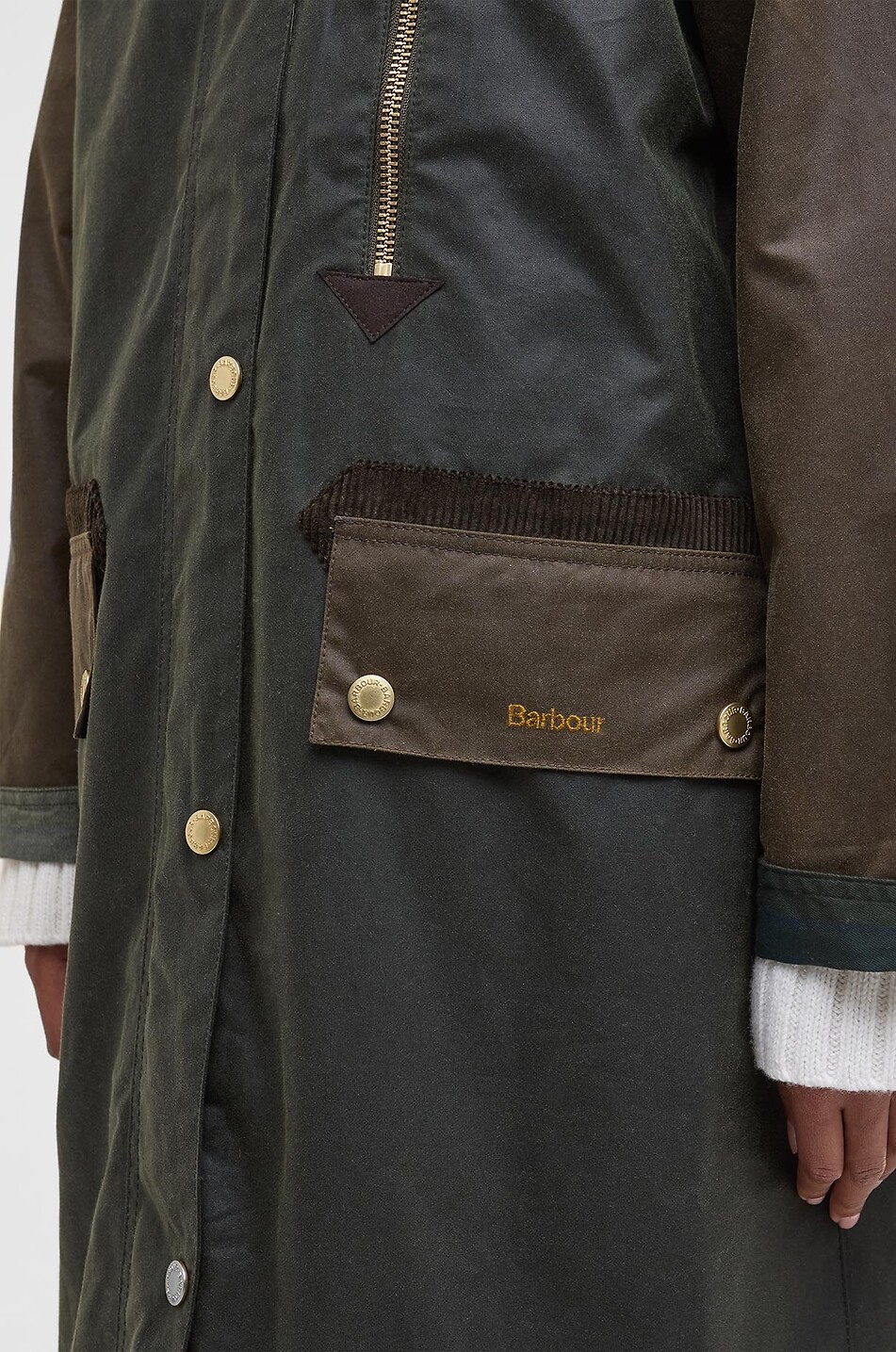 BARBOUR Parka longue en toile cirée à col chemise Evette Femme VERT FONCÉ 4