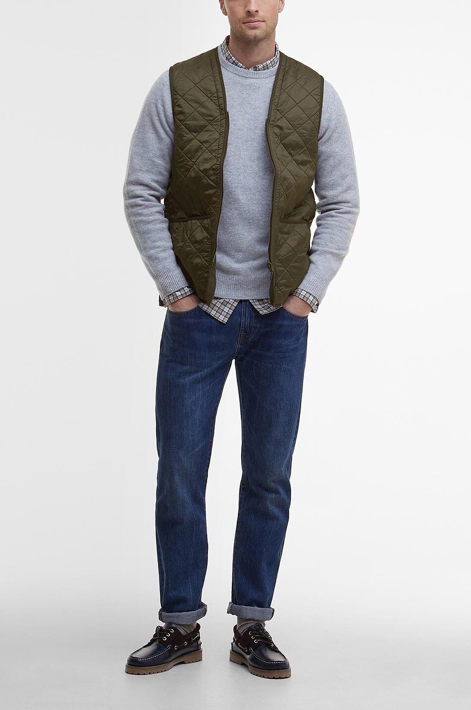 BARBOUR Gilet matelassé en toile à col V Polarquilt Homme VERT 2
