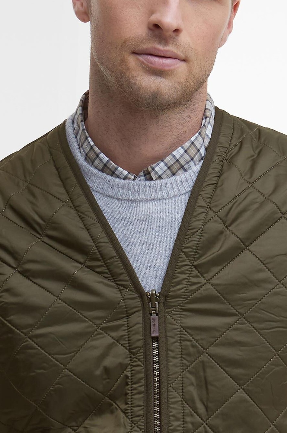 BARBOUR Gilet matelassé en toile à col V Polarquilt Homme VERT 4