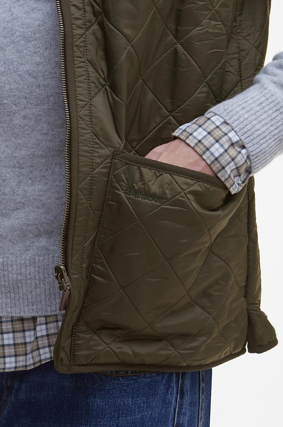 BARBOUR Gilet matelassé en toile à col V Polarquilt Homme VERT 5