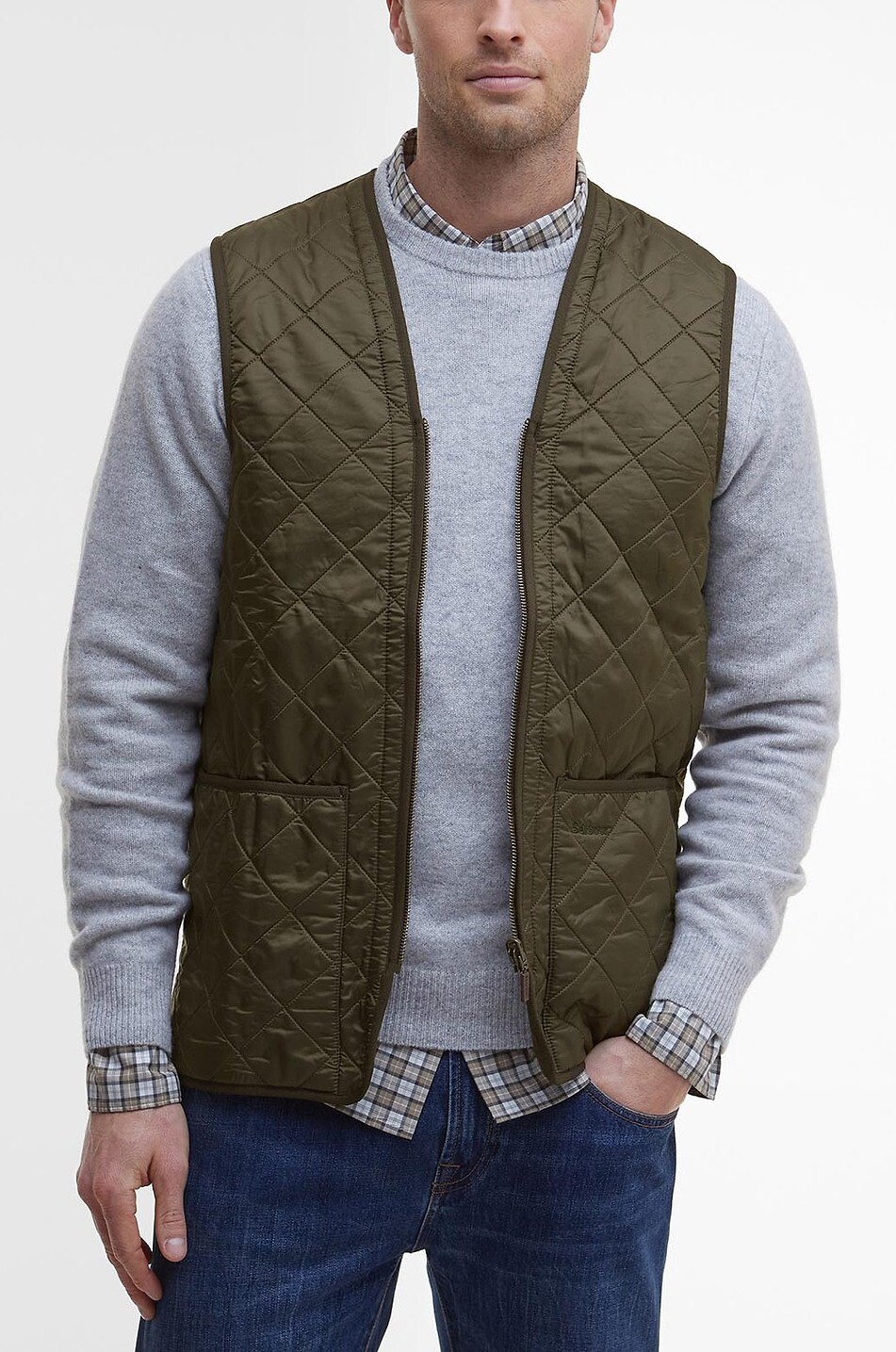 BARBOUR Gilet matelassé en toile à col V Polarquilt Homme VERT 6