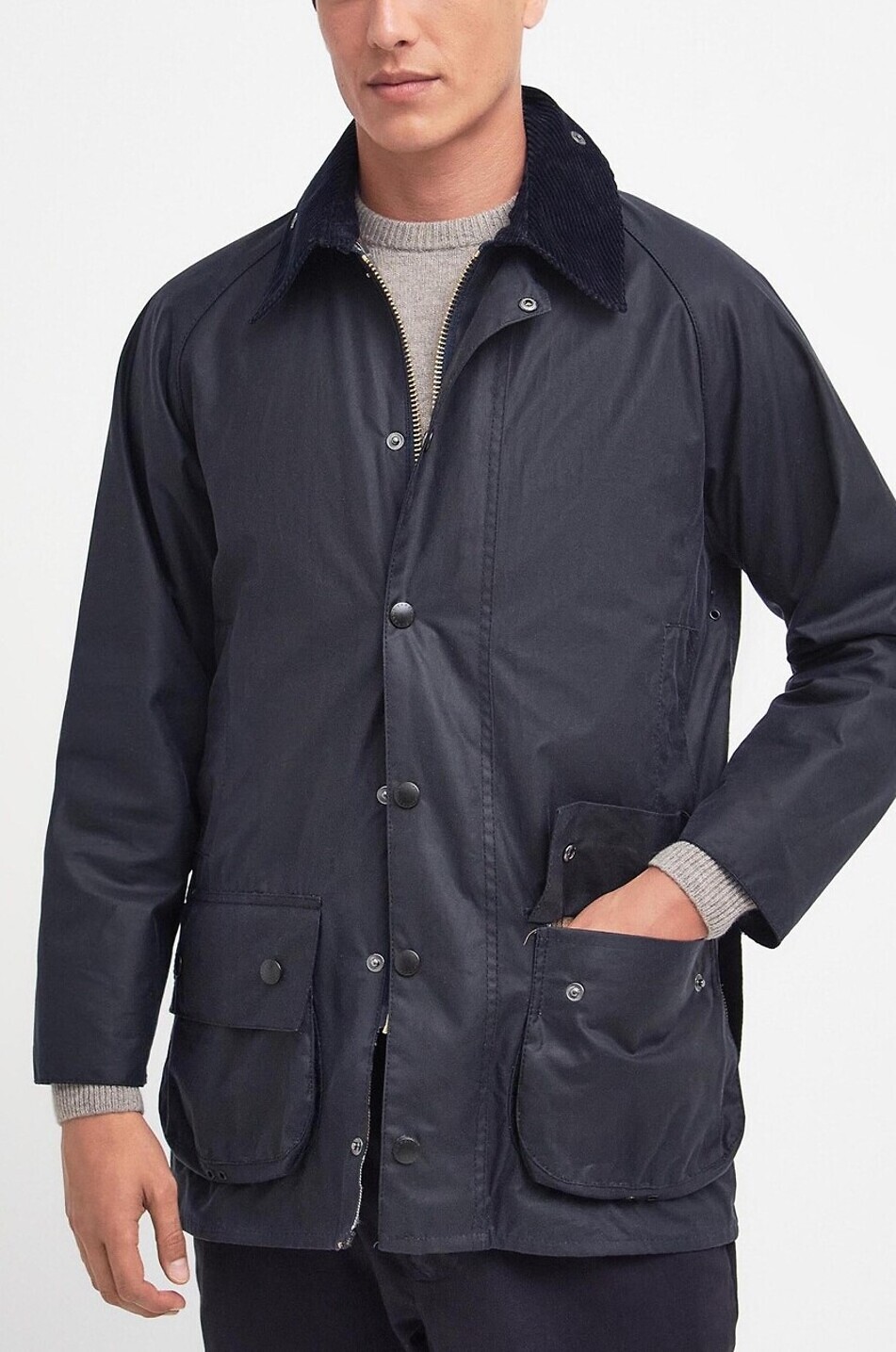 BARBOUR Beaufort waxed cotton parka with shirt collar Men DARK BLUE 8