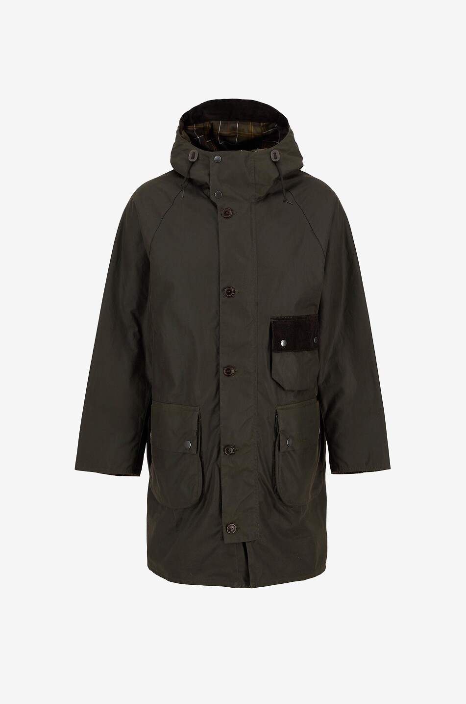 BARBOUR Solway waxed canvas high collar trench coat Men GREEN 1