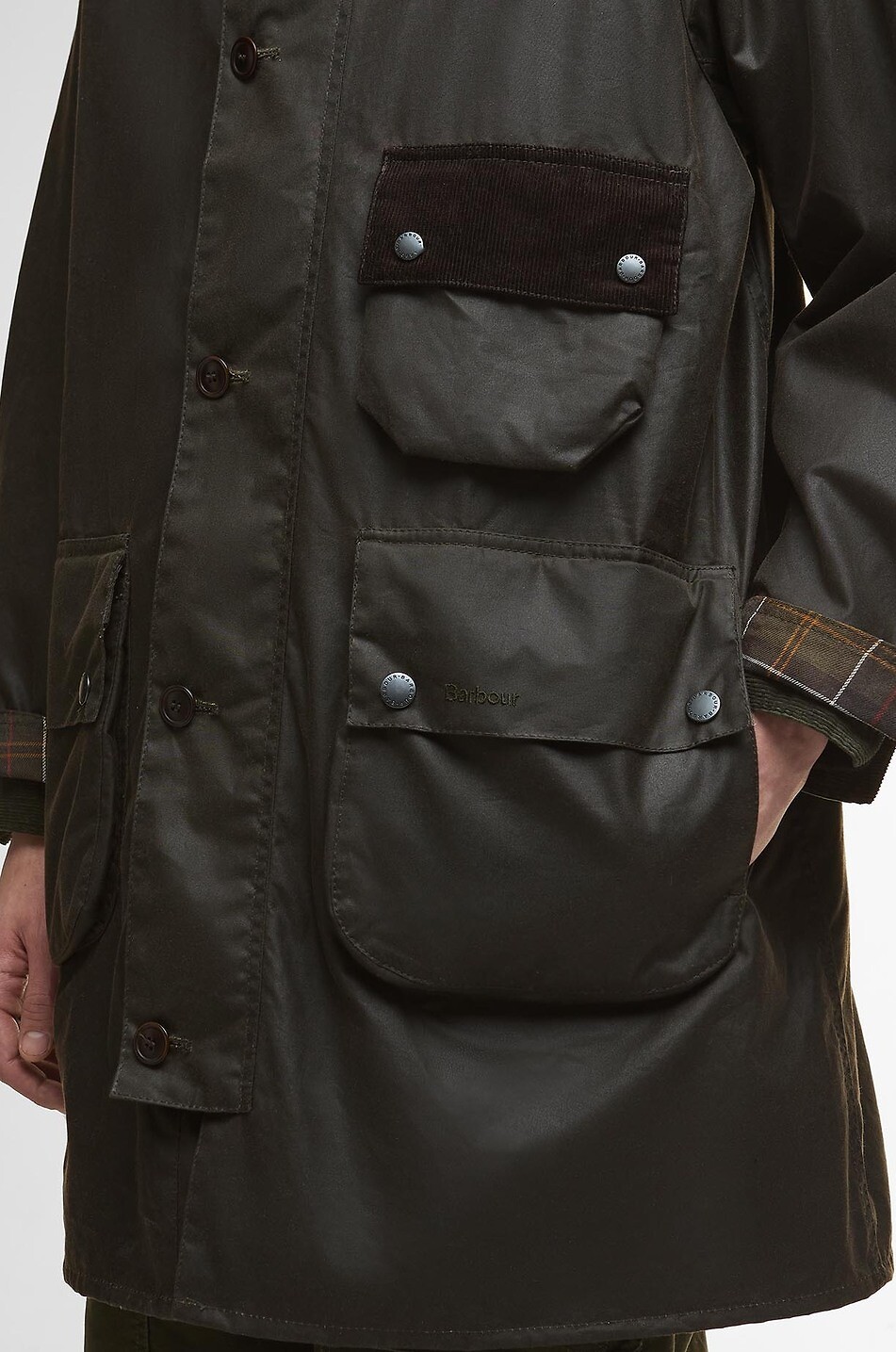 BARBOUR Solway waxed canvas high collar trench coat Men GREEN 4