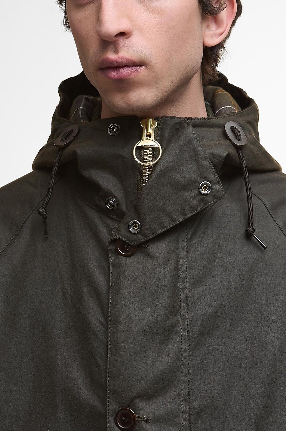 BARBOUR Solway waxed canvas high collar trench coat Men GREEN 5