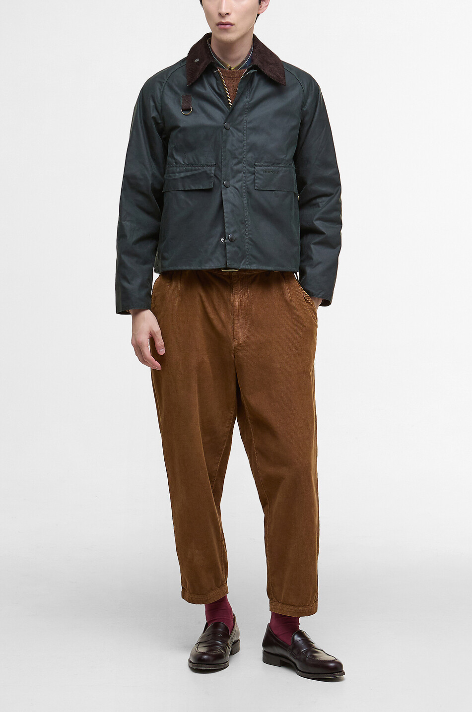 BARBOUR Waxed cotton waterproof jacket with Spey collar Men GREEN 2