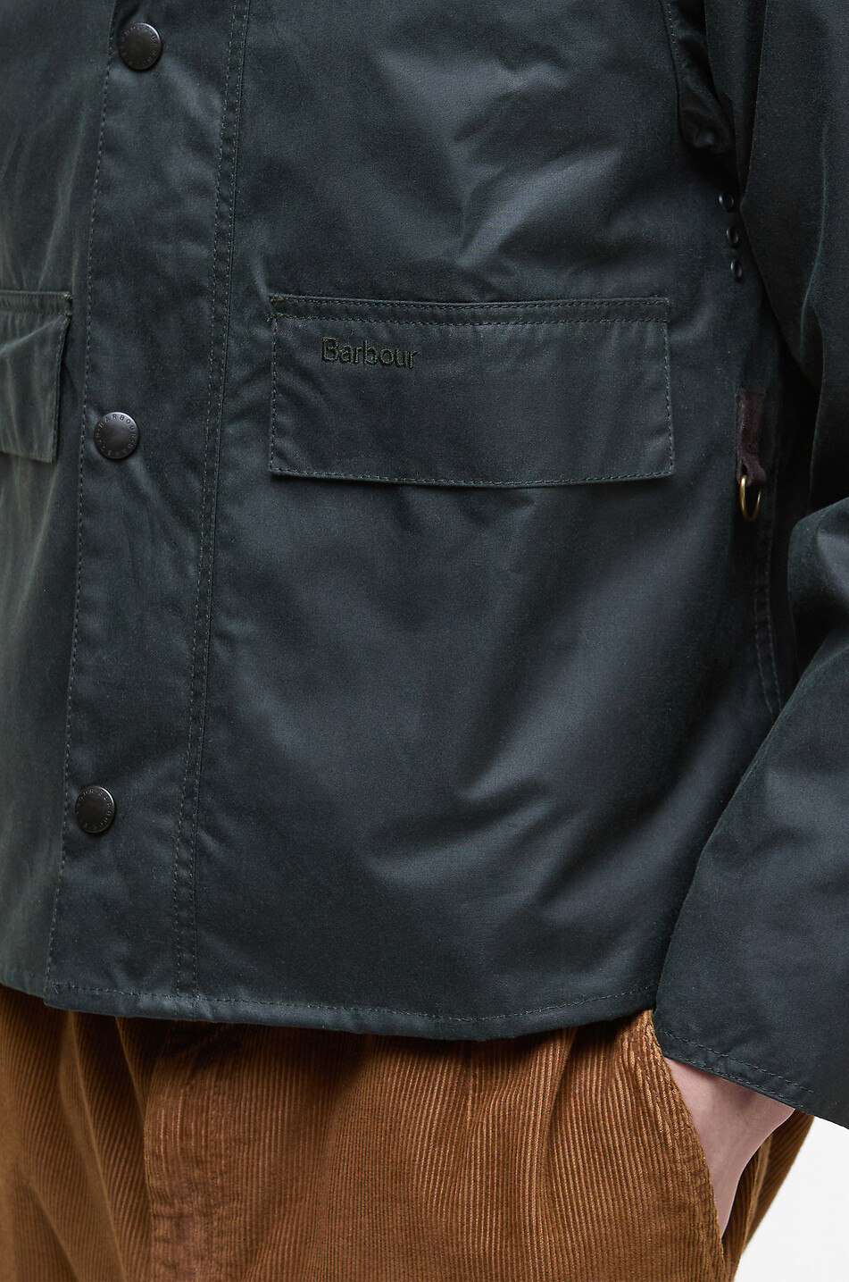 BARBOUR Waxed cotton waterproof jacket with Spey collar Men GREEN 5