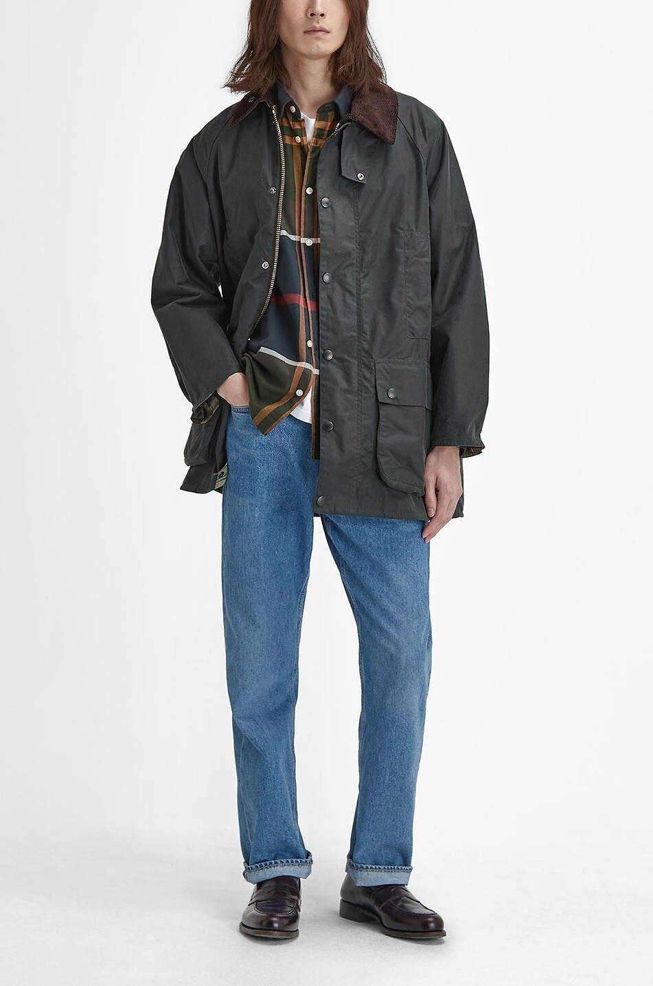 BARBOUR Beaufort waxed canvas waterproof shirt collar parka Men GREEN 2