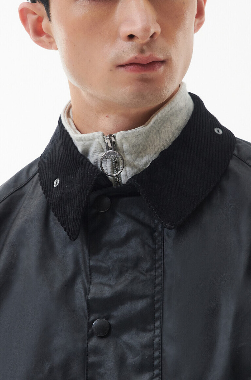 BARBOUR Kurze Wachsjacke mit Hemdkragen Herren SCHWARZ 8