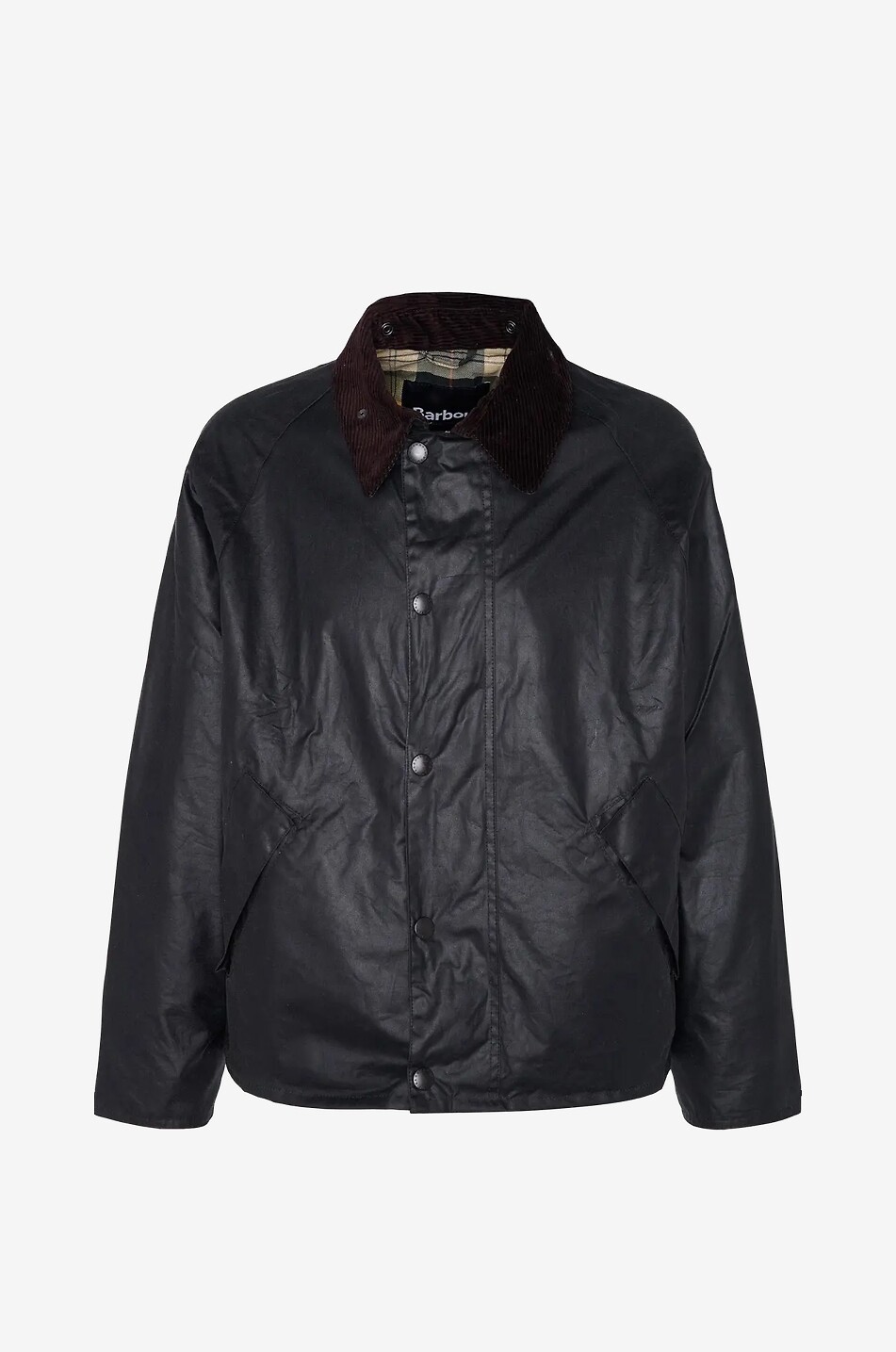 Short waxed canvas jacket with shirt collar