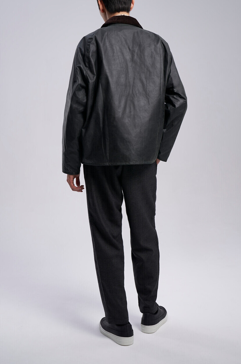 BARBOUR Short waxed canvas jacket with shirt collar Men GREEN 3