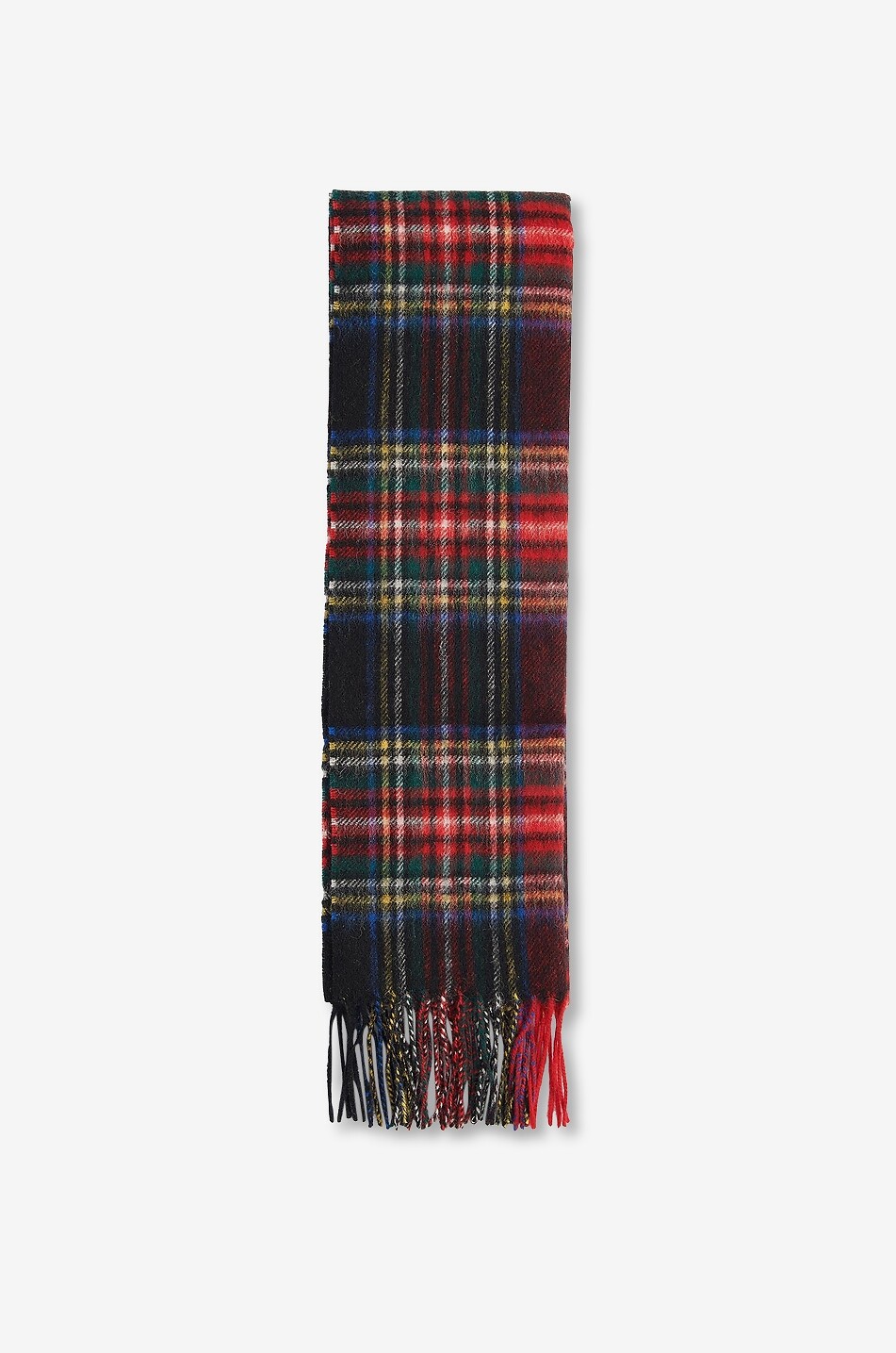 Rectangular wool and cashmere tartan scarf