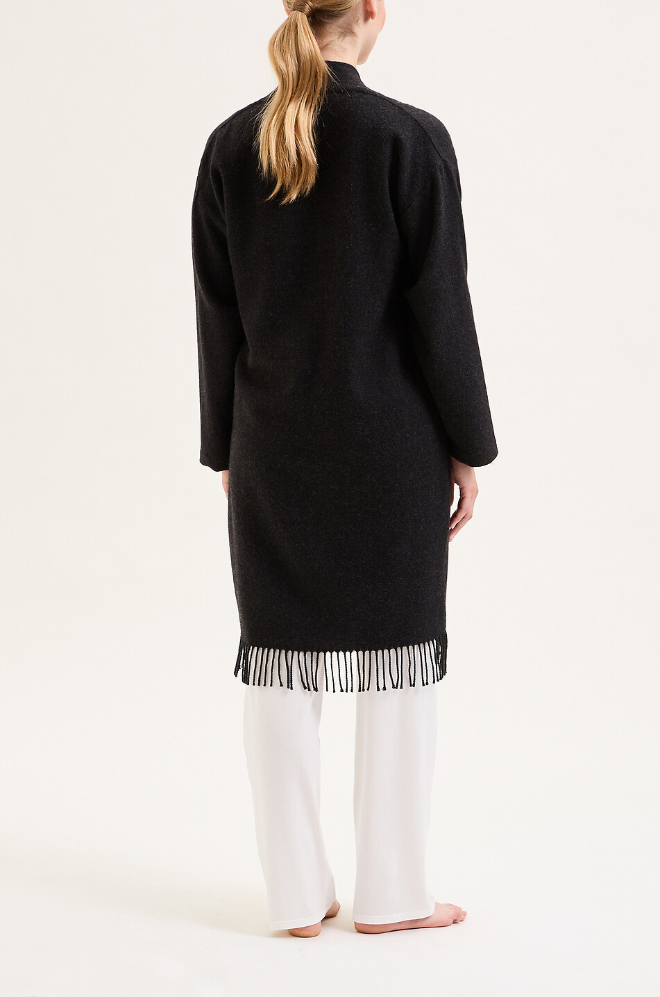 LAURENCE TAVERNIER Poncho long en laine à franges Laurence Femme GRIS FONCÉ 5