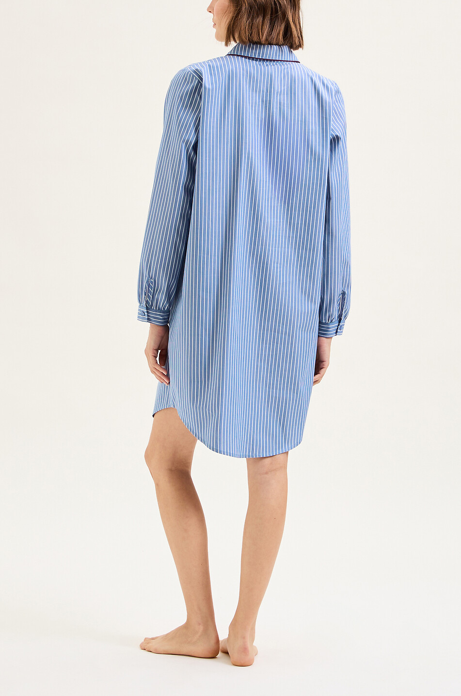 LAURENCE TAVERNIER Chemise de nuit courte en popeline à rayures Femme BLEU 3